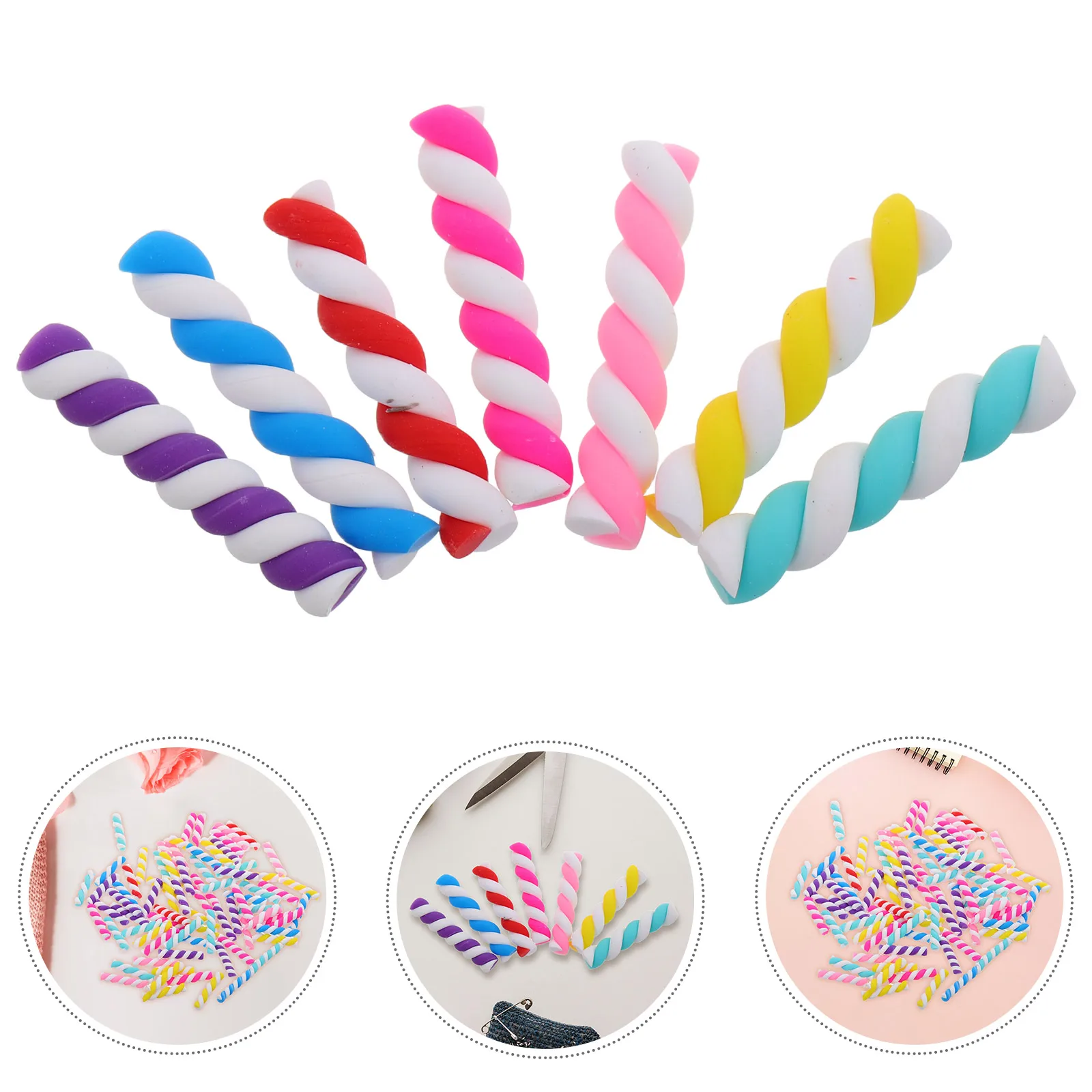 10 Bags Polymer Clay Rolling Sticks Lollipop Charms Cute Accessories DIY Decor Phone Case Embellishment Craft Supply