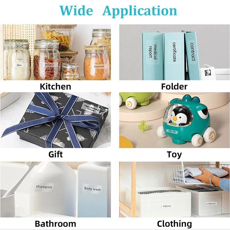 12*40mm 컬러 투명 열전사 스티커 롤 0.47*1.57인치 자가 접착 라벨 테이프 종이 이름표 분류 메모 P12 P15 D30