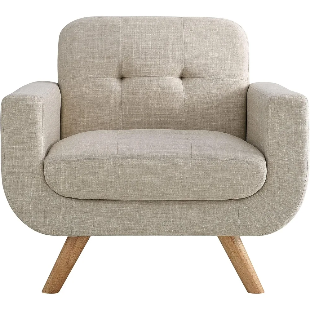 1 SEAT- Accent Armchair with Linen Upholstery for Living Room Beige Bathroom Cabinets.