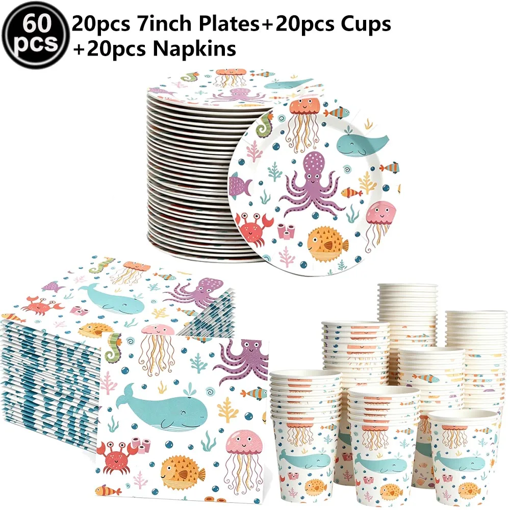 Ozean Muschel Party Supplies Sommer Strand Party Geschirr Teller Tassen Muschel Seestern Kuchen Dekorationen Kinder Geburtstag Party – Detail 10