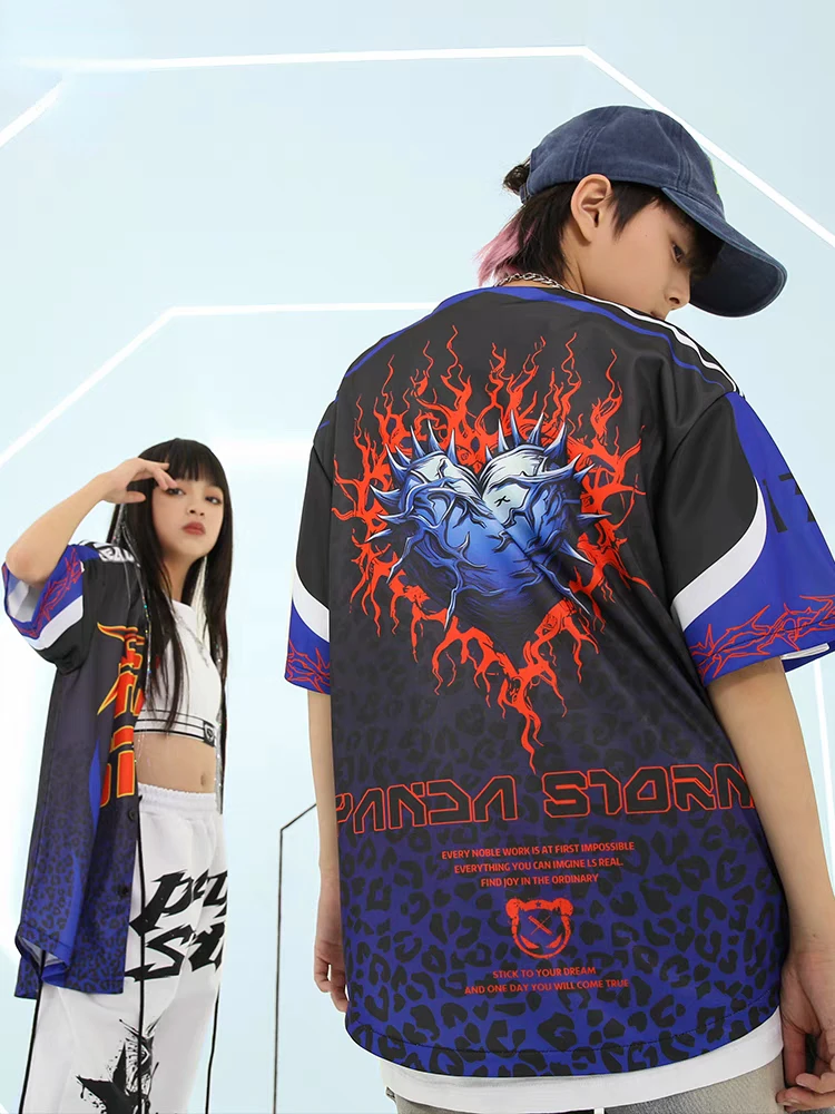 Neue Jazz Tanzen Outfits für Jungen Baseball Hemd Lose Hosen Anzüge Mädchen Ballsaal Hip Hop Dance Kostüme Bühne Leistung Tragen