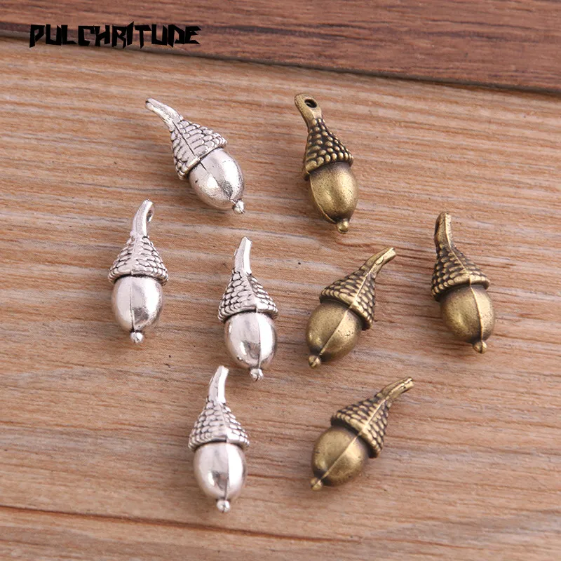 10pcs 7*8*20mm Two Color Metal Zinc Alloy Christmas Pine Cone Charms Fit Jewelry Medical Plant Pendant Makings