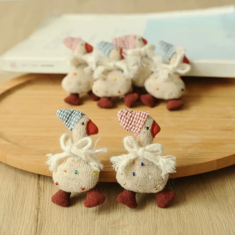 

Brooch Knitted Plaid Bow Hat Duck Cartoon Stuffed Fabric Cute Versatile Bag Sweater Accessory Premium Handmade Lightweight Daily