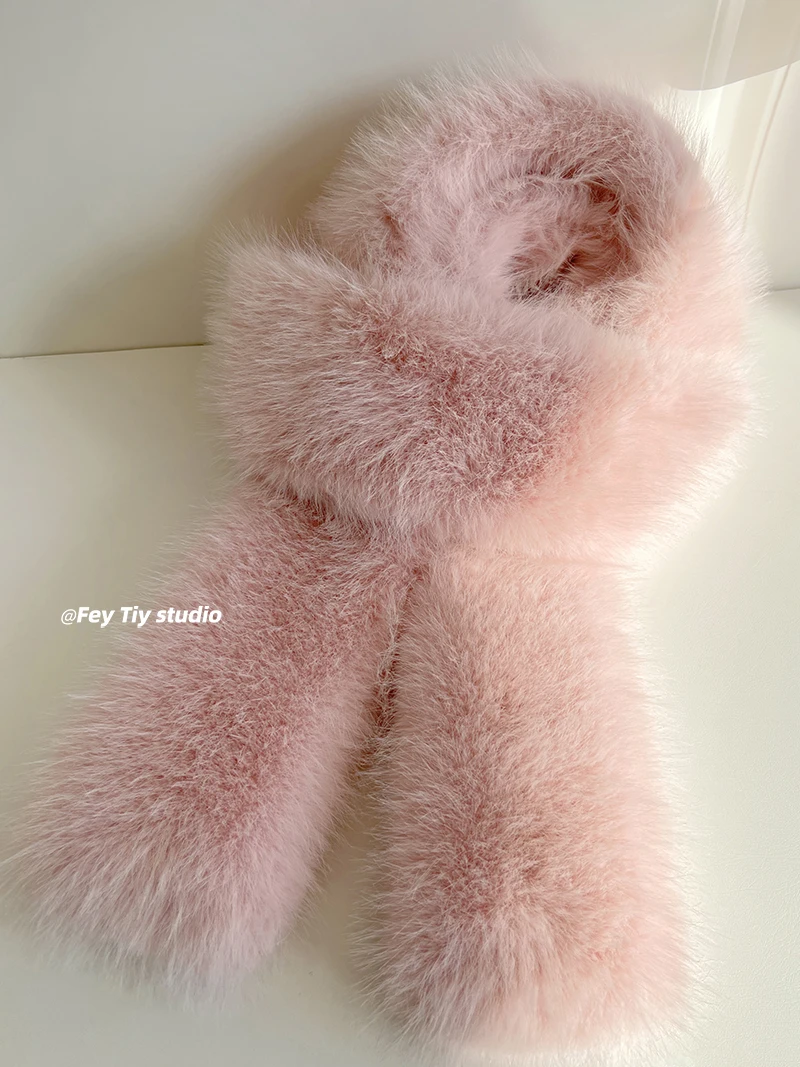 

Autumn and Winter Fashionable Custom Imitation Mink Furry Lei Feng Hat + Scarf Pink Winter Warm Imitation Leather Straw Hats