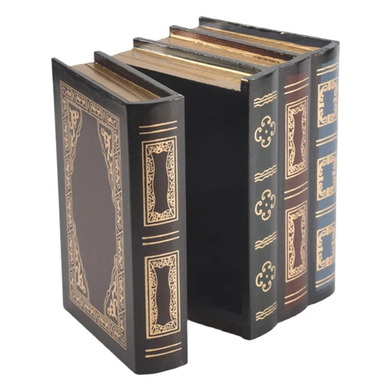 European Retro Storage Box Book Shape Storage Box Wooden Jewelry Box