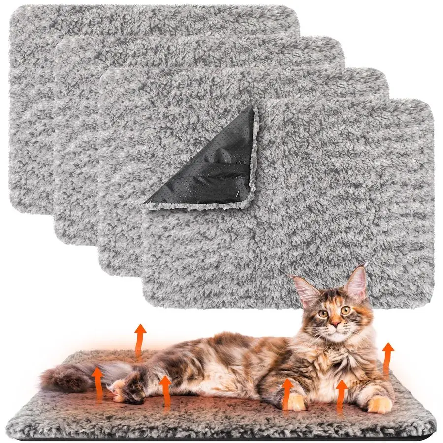 

Pack Self Warming Cat Pads Self Heating Cat Mat Washable Homeless Dogs Thermal Pads Kennel Pad Reflects Body Heat Warm Crate Bed