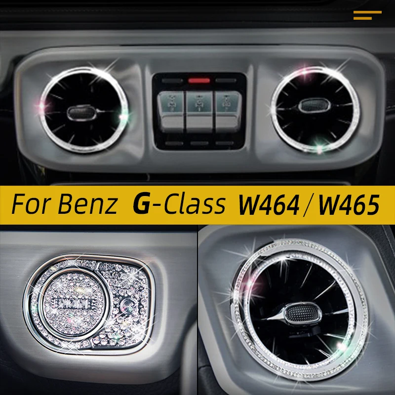 For Mercedes Benz G-Class W464 W465 Interior Modification Crystal Center Console Decoration Sticker Bling Car Accessories