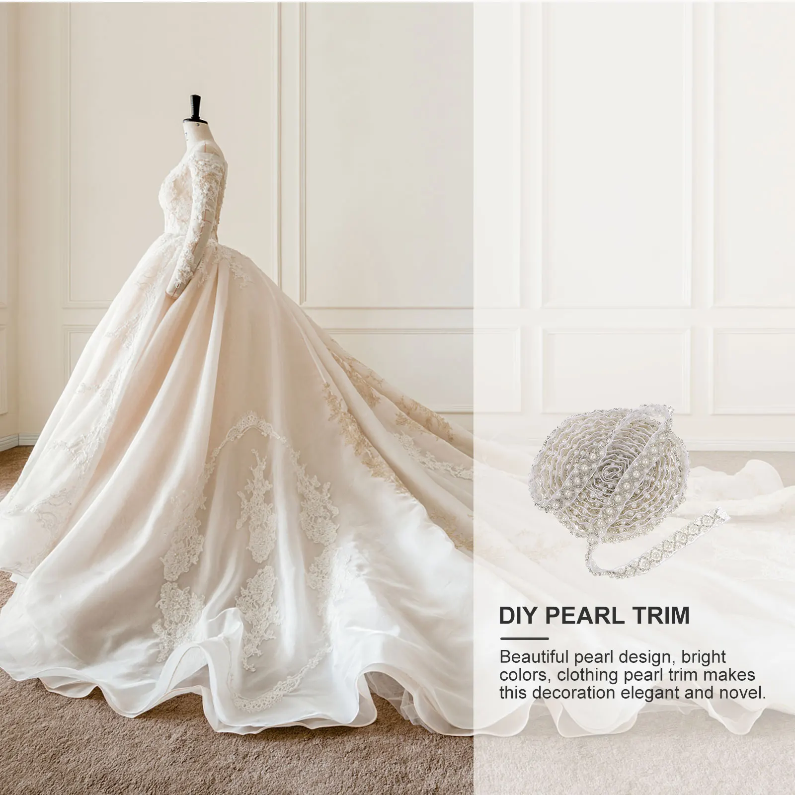 

Pearl Trim Ribbon Beautiful Design Smooth Long-Lasting DIY Craft Decoration for Clothing Curtains Tablecloths Lingerie