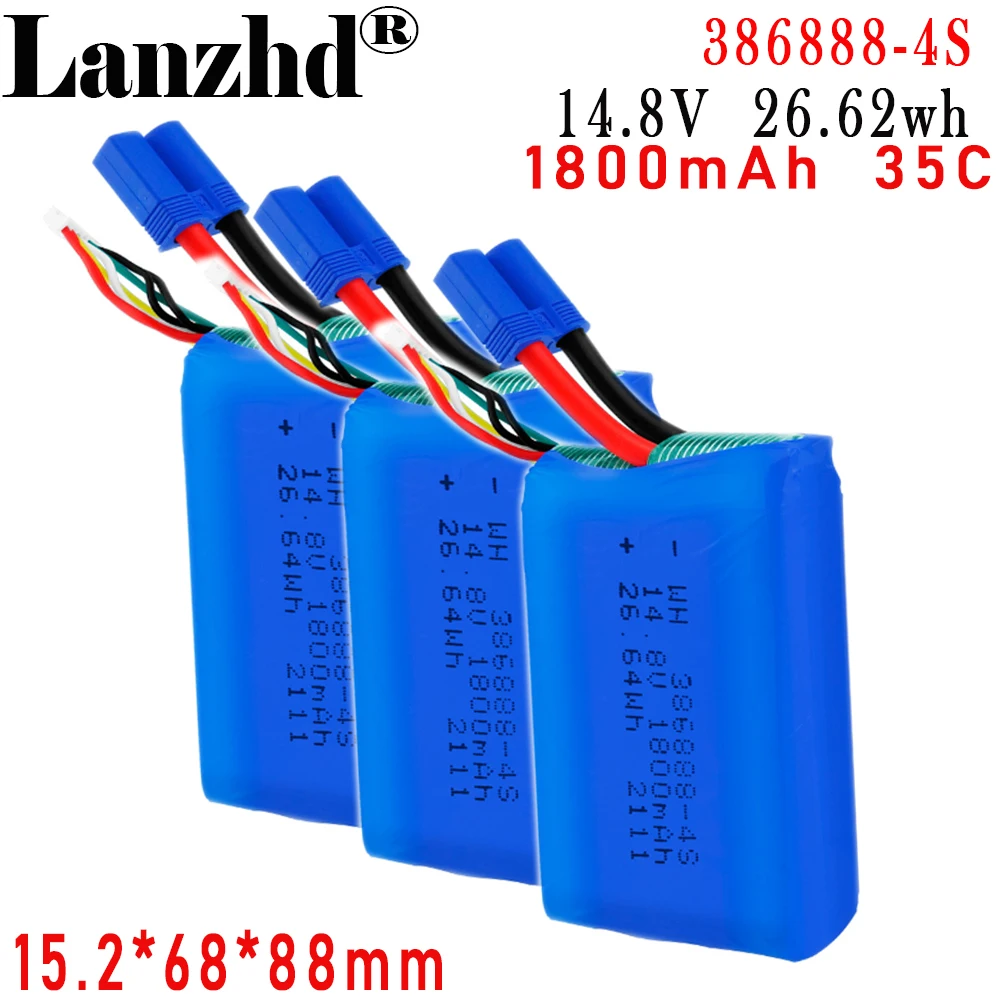 14.8V Li pakiet bateria litowo-polimerowa 35C o wysokiej szybkości 386888 1800mah do zapłon samochodu akumulatora awaryjnego 15.2*68*88mm