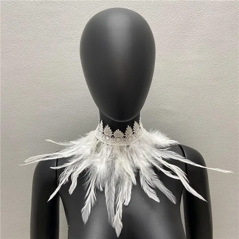 Halloween weißen Schal y2k Pelz Schal Kleid Cape Neck Schals Frau Cosplay Snood Kinder Schals Gothic Style Hochzeits feier Schal – Detail 1