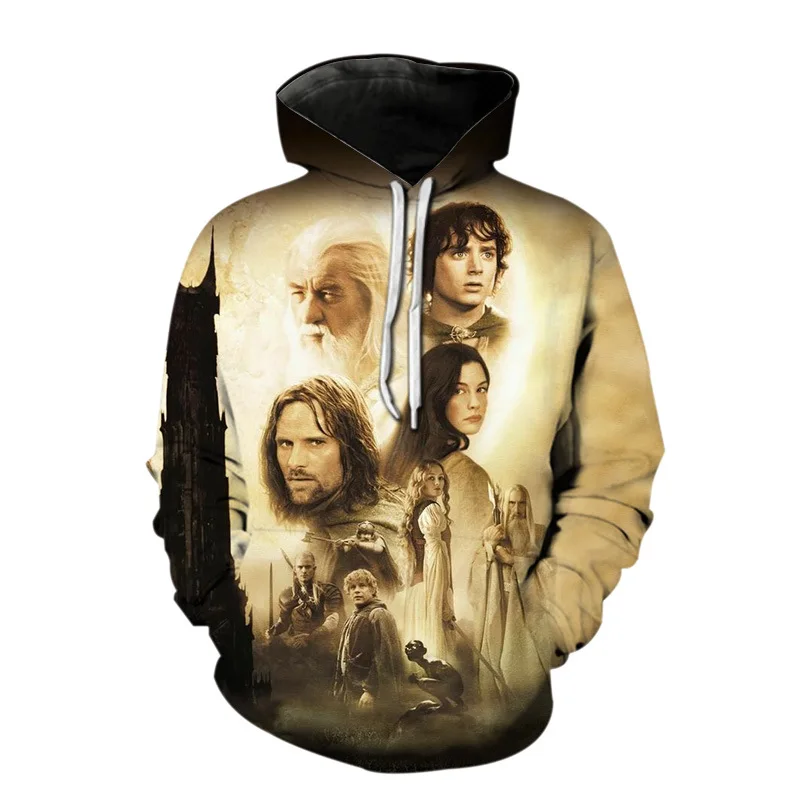 Spring and Autumn Men's and Women's Long Sleeve Hoodies Lord of the Rings Pattern 3D Printed Fashion Sweatshirt Pullover Street