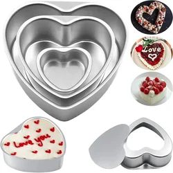 3-Piece 4/6/8inch Heart-Shaped Cake Pan Set with Removable Bottoms Aluminum Cake mold Perfect for Birthdays, Christmas Party
