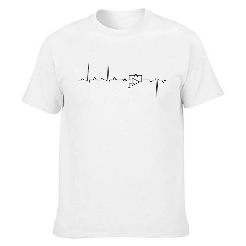 Electrical Engineering Heartbeat Funny T-shirt pattern printed short-sleeved men's fashionable casual Harajuku T-shirt