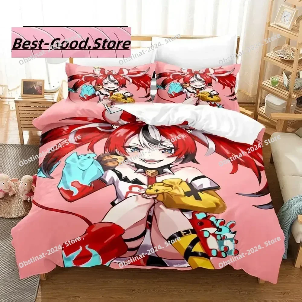 3D Print Fashion Anime Hakos Baelz Bedding Set Printed With Pillowcase Bed Duvet Cover Soft Single Double Queen Super King Size