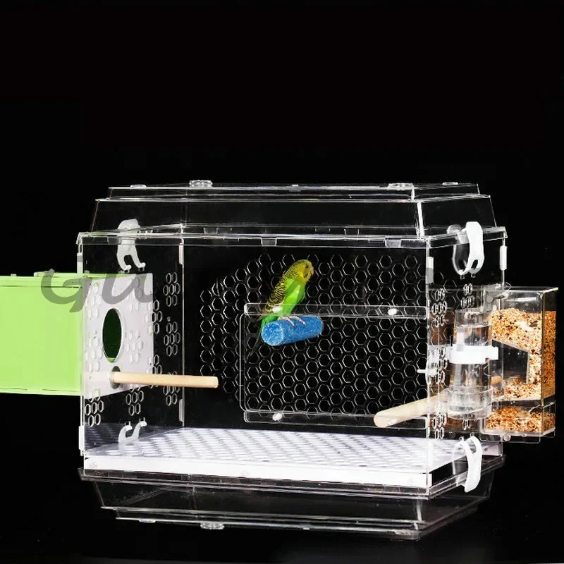 Small Pet Detachable Bird Cage Incubator, Transparent Acrylic Breeding Box Pack A No Green Components