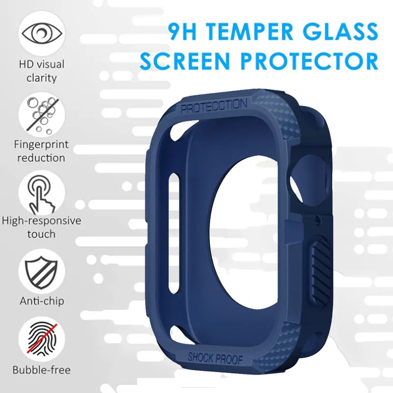 Rugged Cover for Apple Watch Case 44mm 40mm 45mm 41mm 42mm 38mm Se 6 5 3 Accessorie TPU Screen Protector IWatch Serie 7 8 9 Case image 2