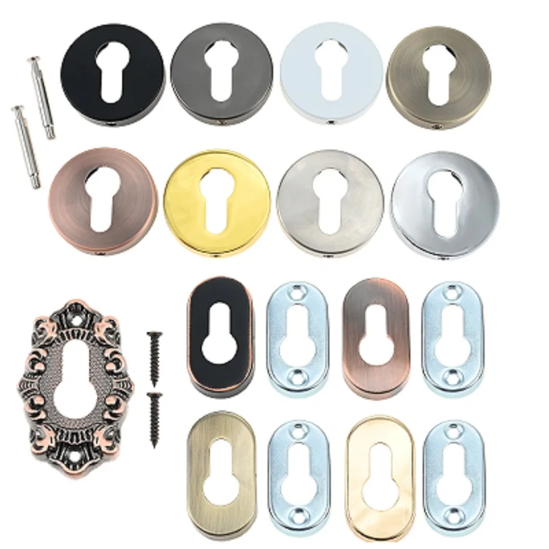 1PC Zinc Alloy Decorative Keyhole Cover Plate Interior Door Lock Cylinder Accessories Decorative Protective Cover Furniture Pads