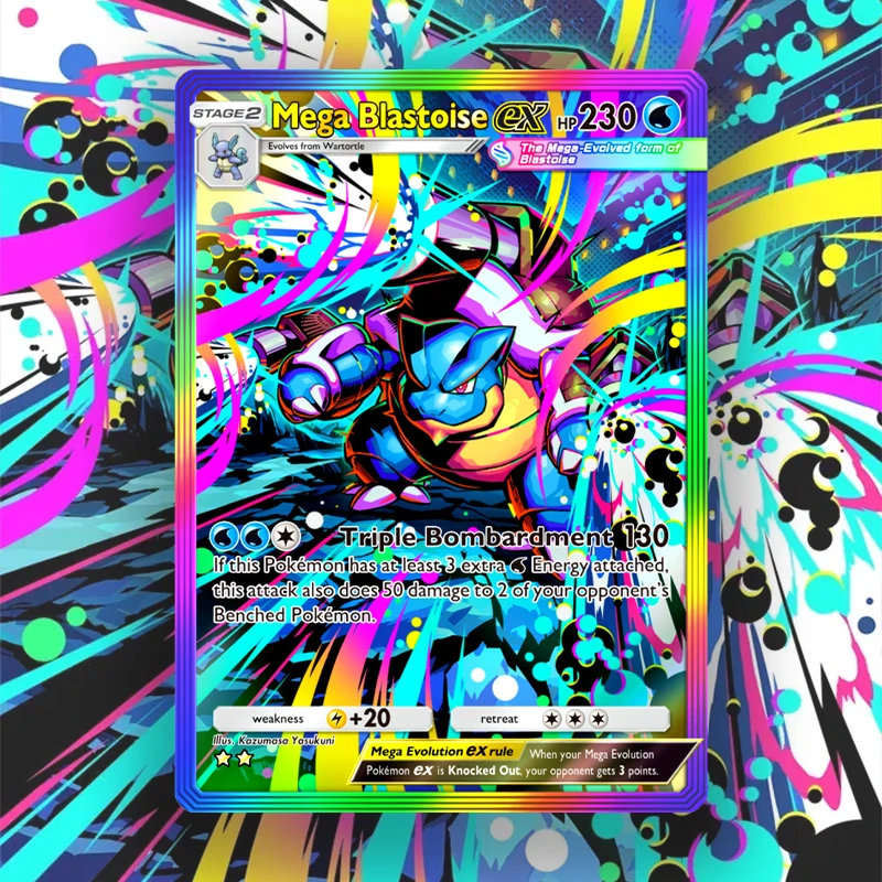 

Коллекционные карточки PKM TCG: голографические аниме-карты высшего качества (Мега Бластойз EX, Венузавр EX, Стейликс EX, Лопуни EX)