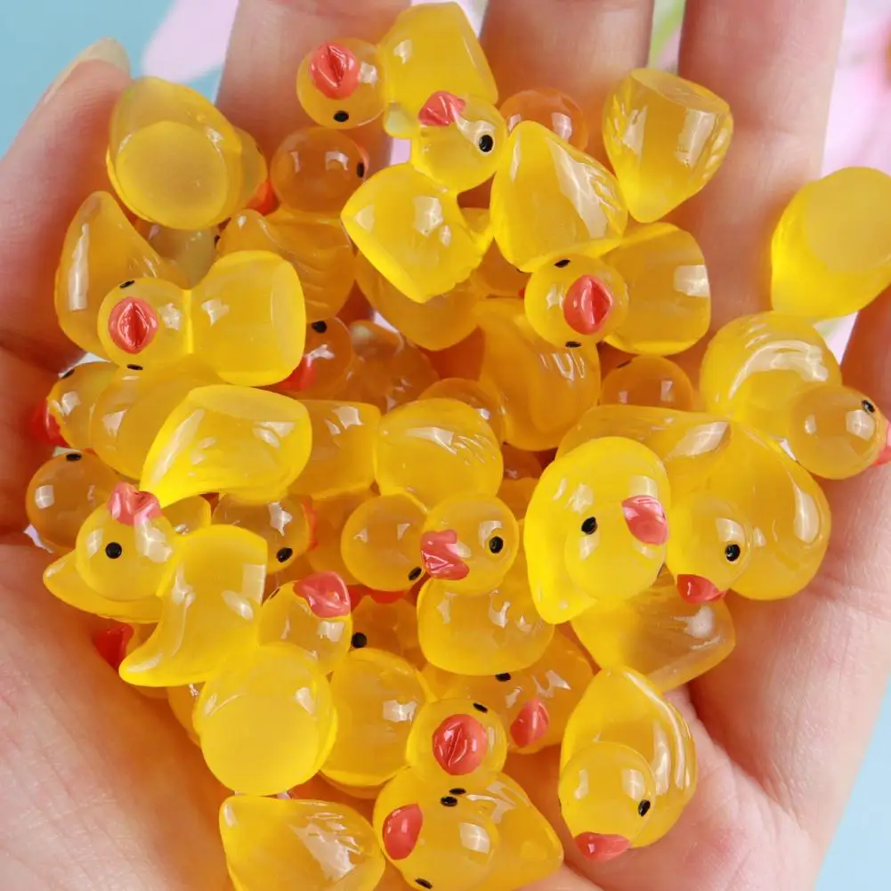 Ornamen Bebek Mini Set Patung Bebek Mini Ornamen Bebek Kuning Kartun Miniatur untuk Peri Microlandscapes Diy untuk Dekorasi