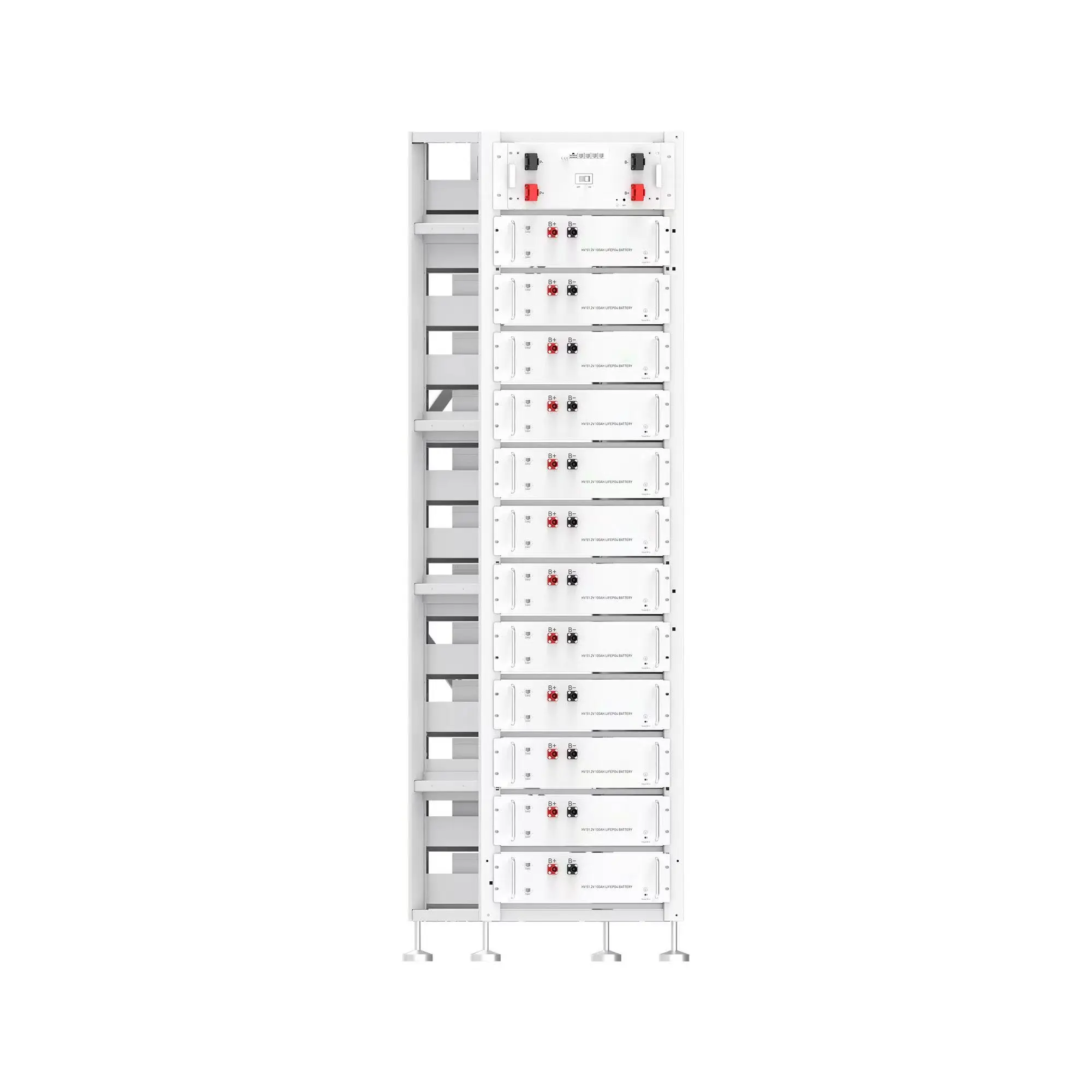 60KWh 614.4V100Ah LiFePO4 Battery CAN Compatible Hybrid inverter with Rack and High Voltage control Box  5 years warranty