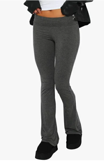 Monocromático Skinny Yoga Calças para Mulheres, Streetwear Loungewear, Streetwear, queimado Leggings, Low Rise, ming, Y2k