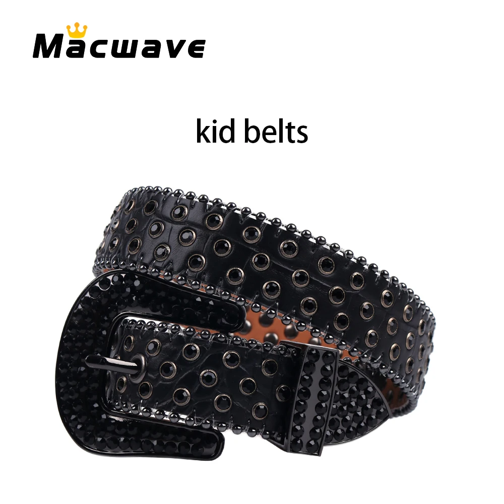 Fashion Kids Rhinestones Metal Belt Diamond Waist Belt Strap Casual Solid Boys And Girls Waistband Crystal Studded Garment Suppl