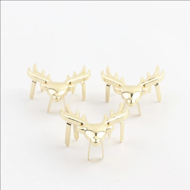 10pcs/lot new luggage leather goods Handbag hardware accessories Handbag purse light gold deer head animal decorative buckle