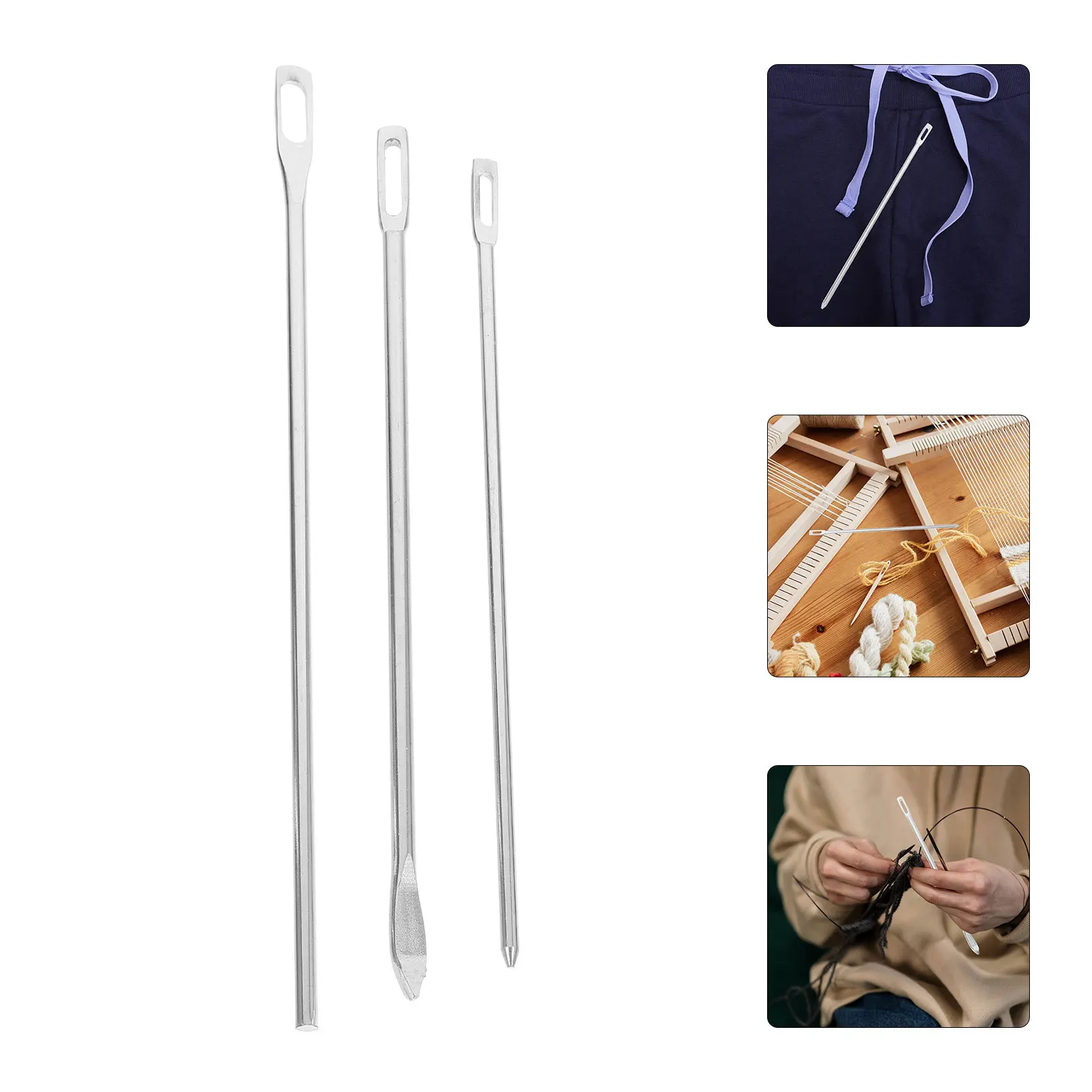 

3pcs Metal String Puller Tool Kit For Hoodies Sweatpants Shoes Drawstring Replacement Large Eye Sewing Accessory Diy Cord