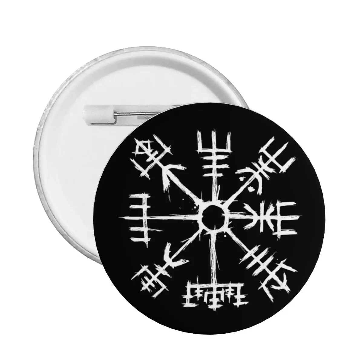 Custom Viking Compass Vegvisir Button Pin for Jeans Valhalla Norse Badges Brooch Pinback Gift