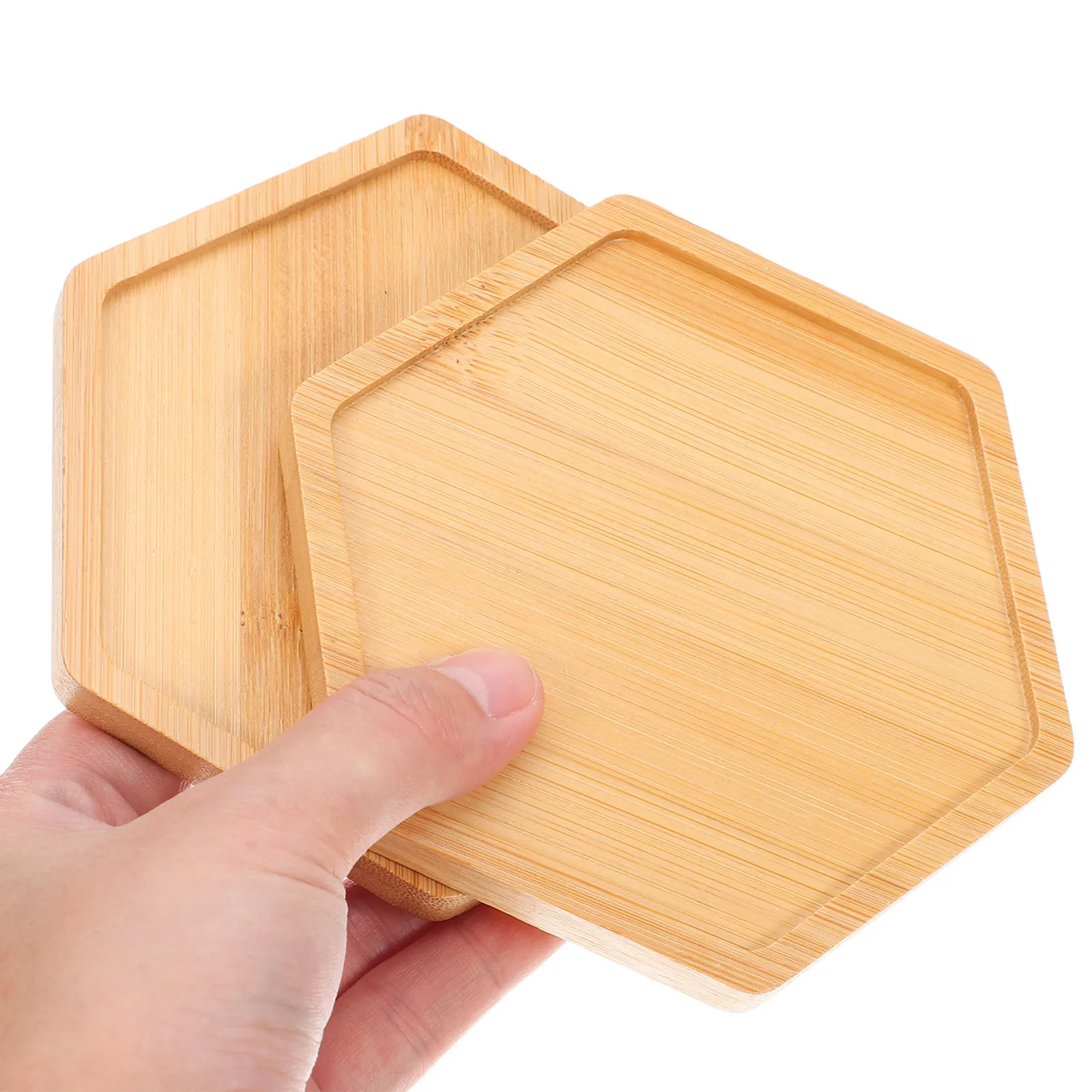 

6Pcs Hexagon Bamboo Coasters Plant Saucer for Plants Flowerpot Base Tray Indoor Succulent Display Drainage Mat