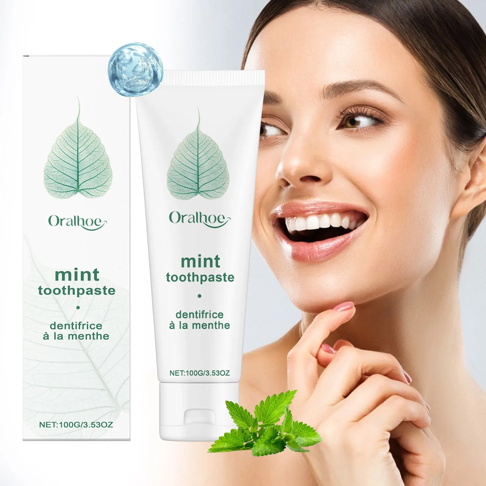 ORALHOE Mint Toothpaste Daily Gentle Care White Toothpaste Physical Color Adjustment Fresh And Clean Yellow Teeth 100g
