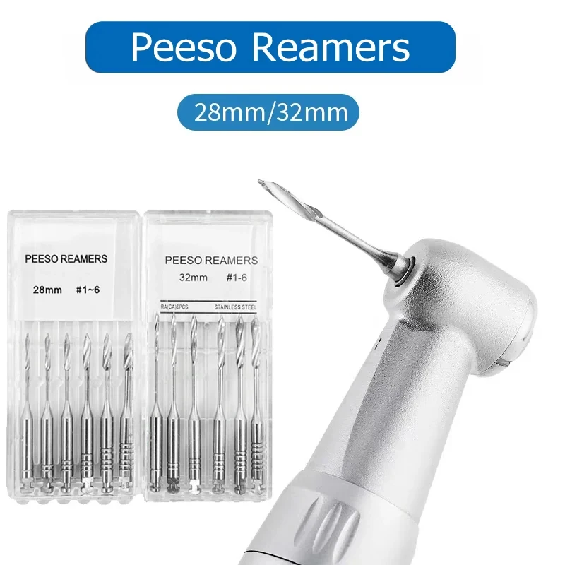 6Pcs/Pack Dental Endodontic Gates Drills Peeso Reamers Rotary 32mm/28mm Stainless Steel Endo Files Engine Use Dentistry Tools