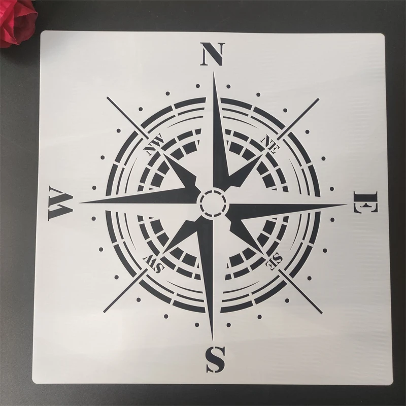 30 *30cm diy mold for painting stencils stamped photo album embossed paper card on wood, fabric,wall Compass navigation chart
