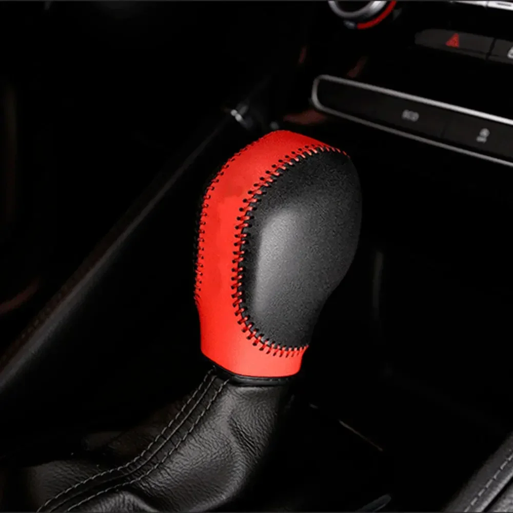 Leather AT Gear Shift Knob Cover for Renault Koleos Megane Captur Clio Scenic Kadjar Fluence for Samsung QM5 QM6