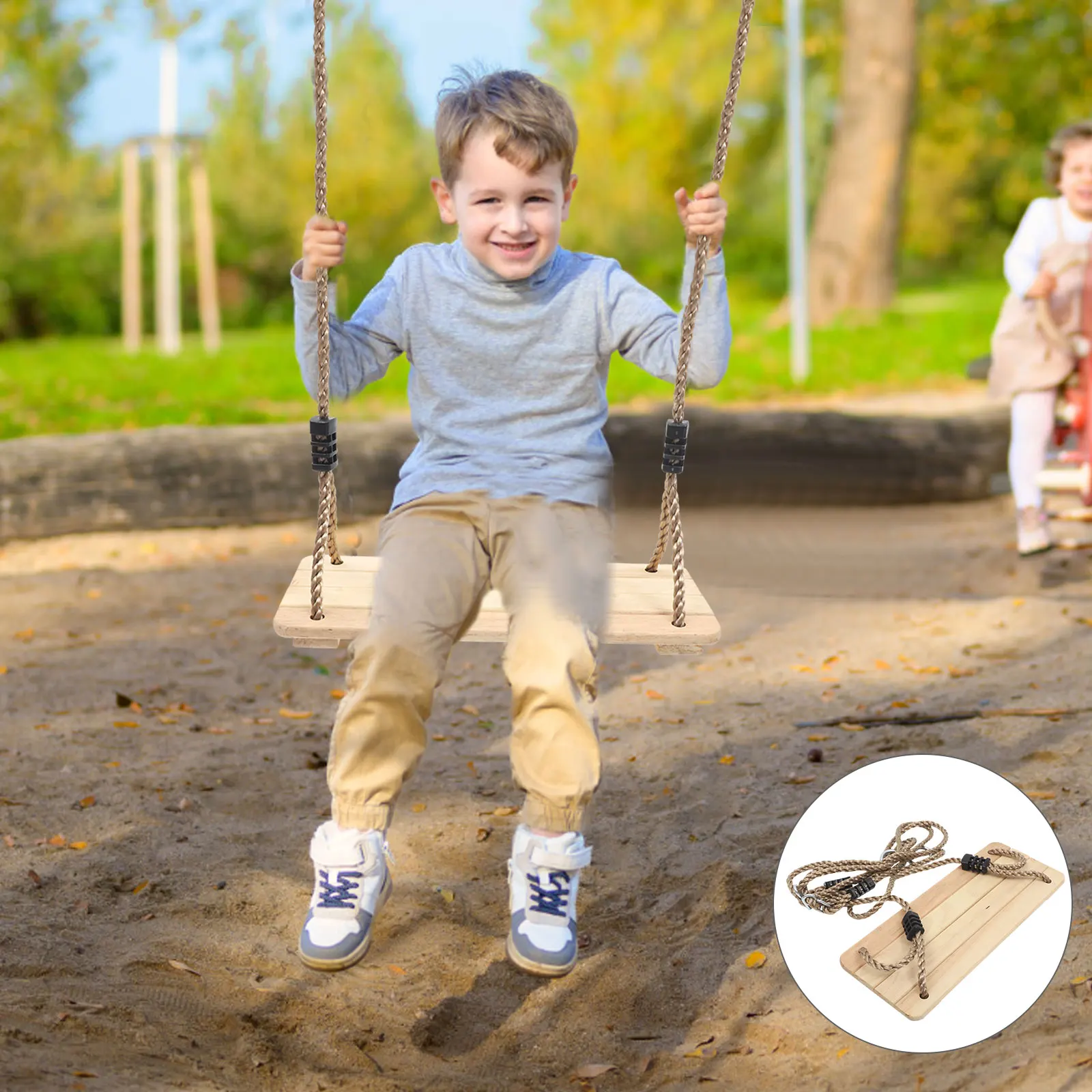 

Pine Swing Outdoor for Kids Patio Swings Toy Hanging Indoor Wooden Bouncy Baby Child