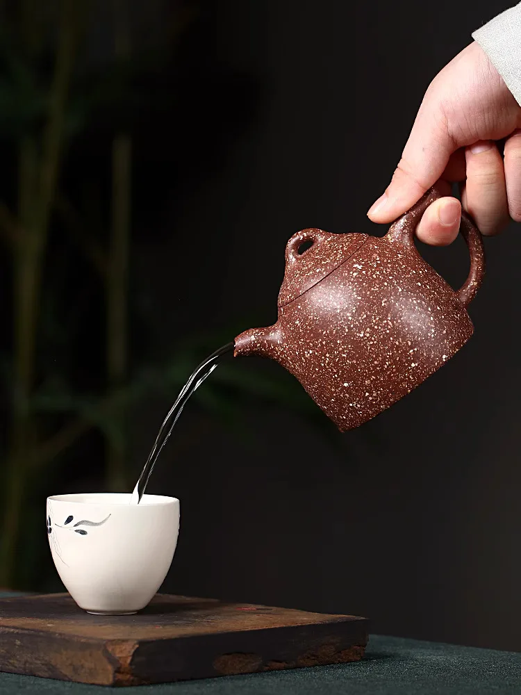 Hidden Teapot, Yi Purple Clay Pure Handmade Tea Pot, 20 Mesh Symbiotic Mineral Dragon Blood Sand Kung Fu Set,