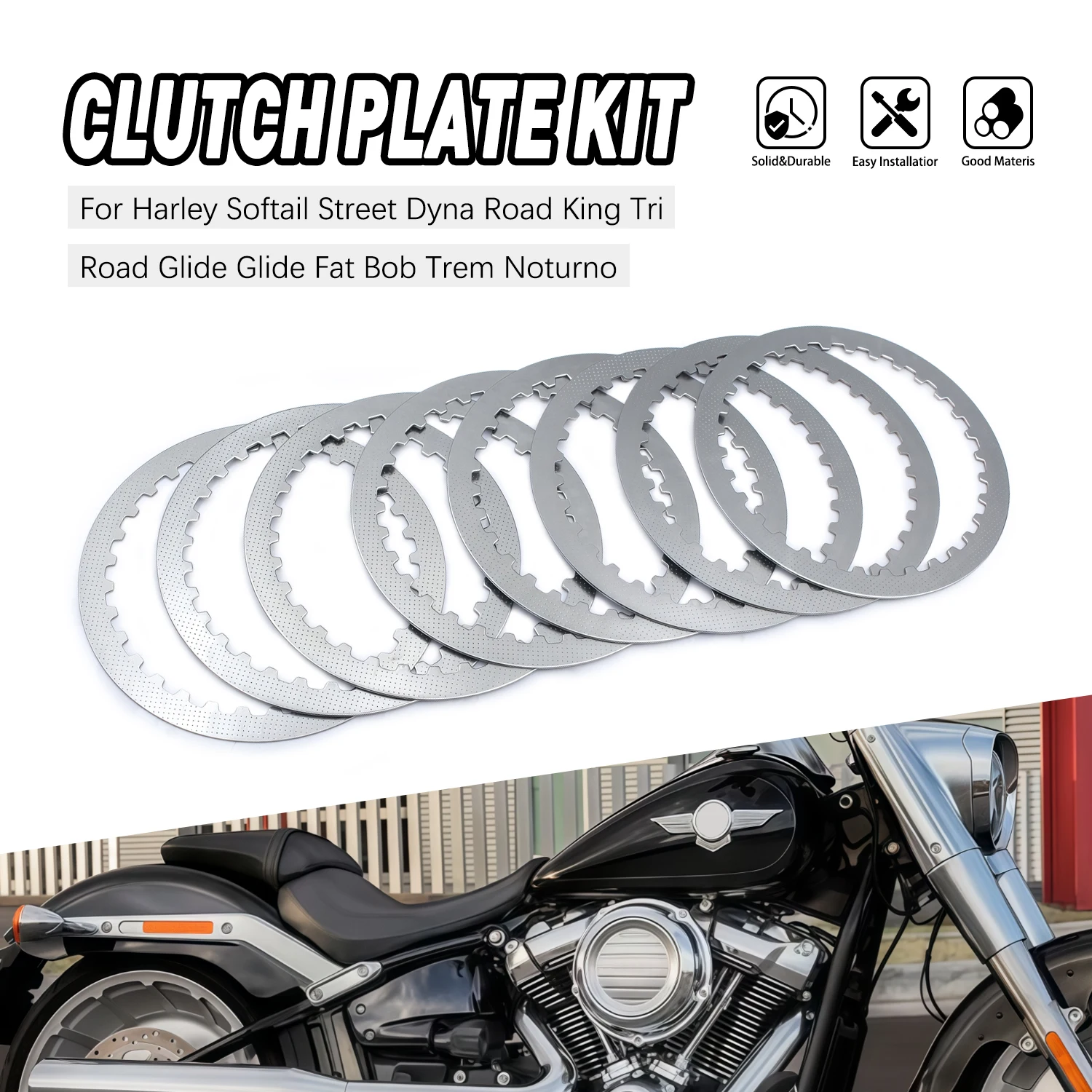 Motorcycle Drive Clutch Plate Kit For Harley Dyna Wide Glide Switchback Super Glide Street Bob Low Rider Fat Bob Convertible