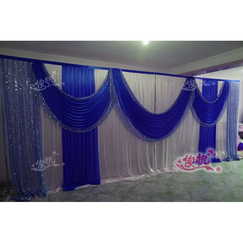 Custom Curtain With Shinny Sequins Swags Valance DIY Stage Backdrops Background Drapery WALL Panel Party Event Decoration