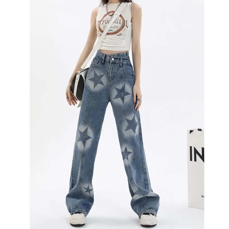 Vintage Jeans Woman High Waist Women's Pants Female Clothing Straight Leg Jeans Y2k Denim Korean Fashion Streetwear Clothes