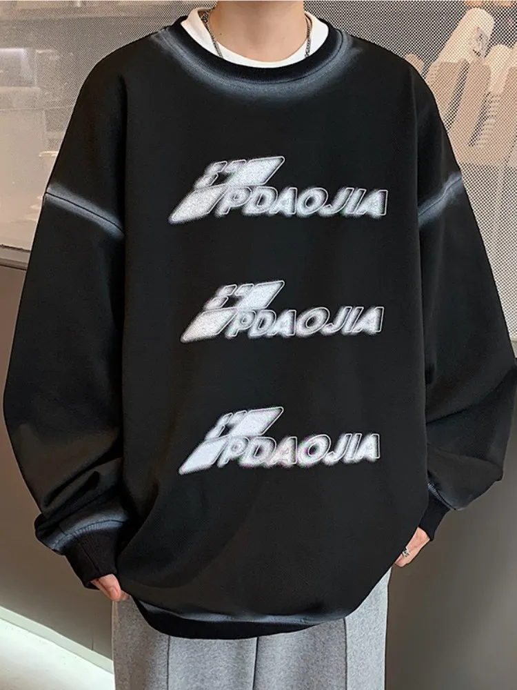 

Men's round Ne Sweatirt Spring Autumn Long Sve Letter Print Casual Loose Fit irt Youth Faion American Sle