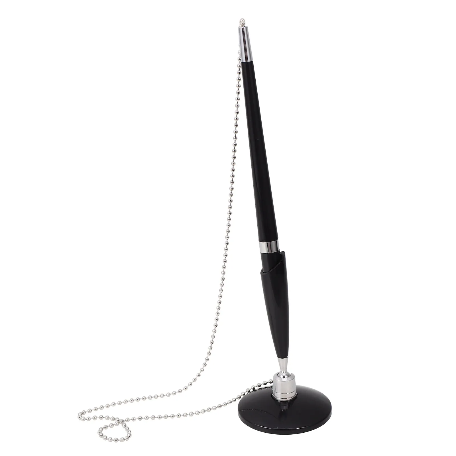 

Desktop Signature Pen with Stand Lightweight Stainless Steel and Plastic Business Ballpoint Pen for Office Hotel Bank Counter