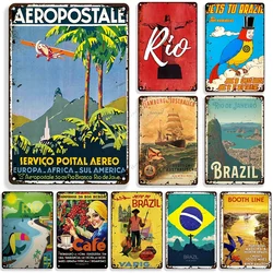 Brazil Poster Retro Metal Plate Wall Decoration Rusty Metal Tin Sign Decorative Plate Metal Signs Home Bar Club Pub Plaque