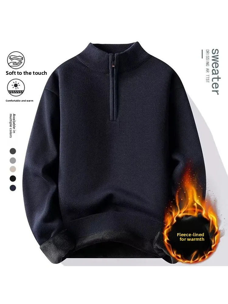 

Thiened f-High Collar Knitted Sweater for Boys Inner Wear School orm Fce-Lined Autumn Winter Warm Clothes