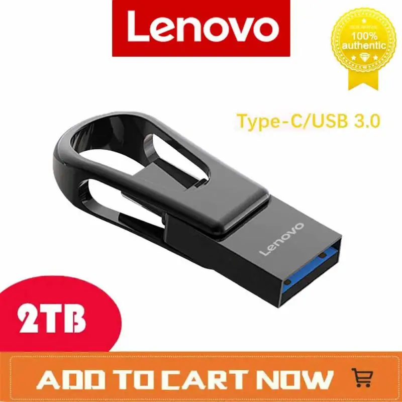 Lenovo-Clé USB 3.0 en métal étanche, clé USB portable, clé USB haute vitesse, type-c, 128 Go, 1 To, 2 To