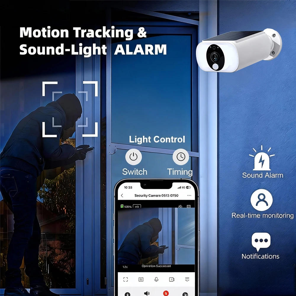 5MP Outdoor Solar Surveillance Camera Kit 4CH 4.39 Inch NVR WiFi Security Cameras Set PIR Humanoid Detection Color Night Vision