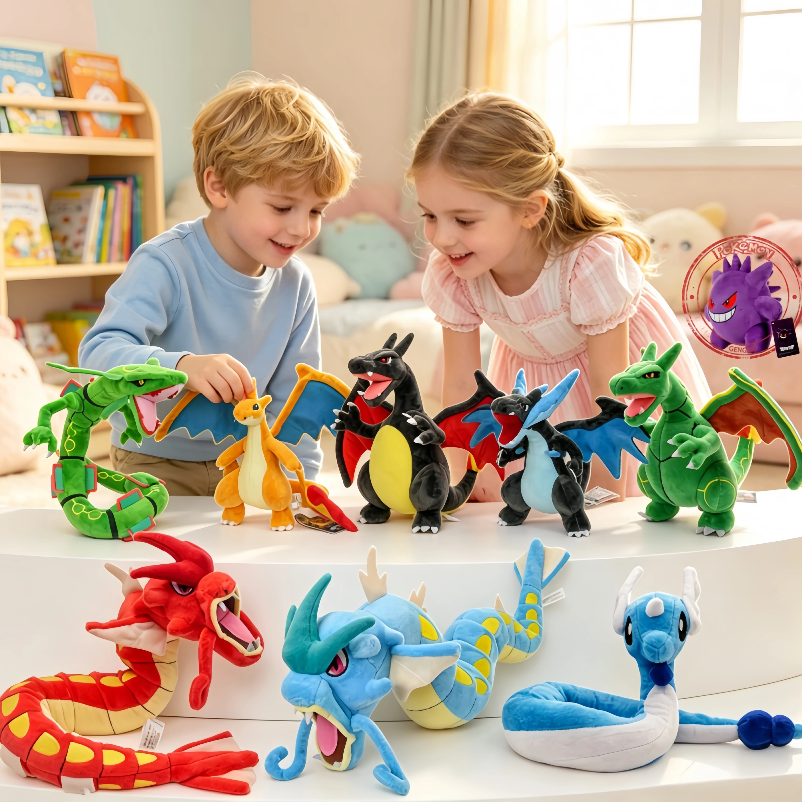 Mega Charizard X Shiny Rayquaza Gyarados Magikarp Groudon Treecko Torchic Mudkip Plush Toys Anime Doll Collectible Soft