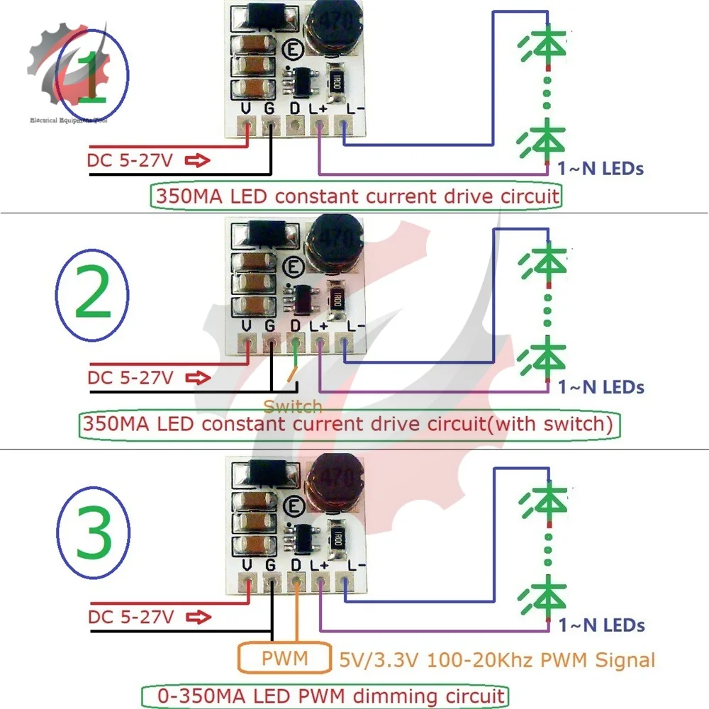 LD2635MA Mini DC 5-27V 350mA Step-down HB LED Driver Module Adjustable PWM Controller DC-DC Buck Constant Current Converter