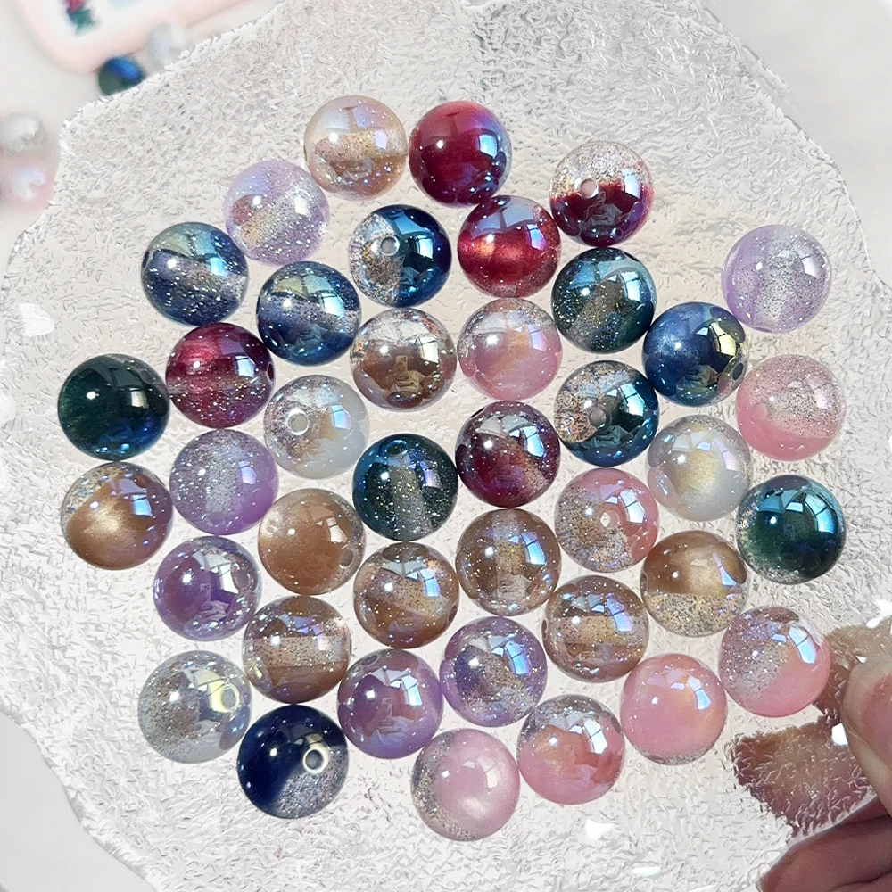 Сердечный дизайн 100 шт. 16*16 мм DIY бусины/блестящий порошок с эффектом Авроры/ручная работа/ювелирные аксессуары/круглая форма/смола # 18288