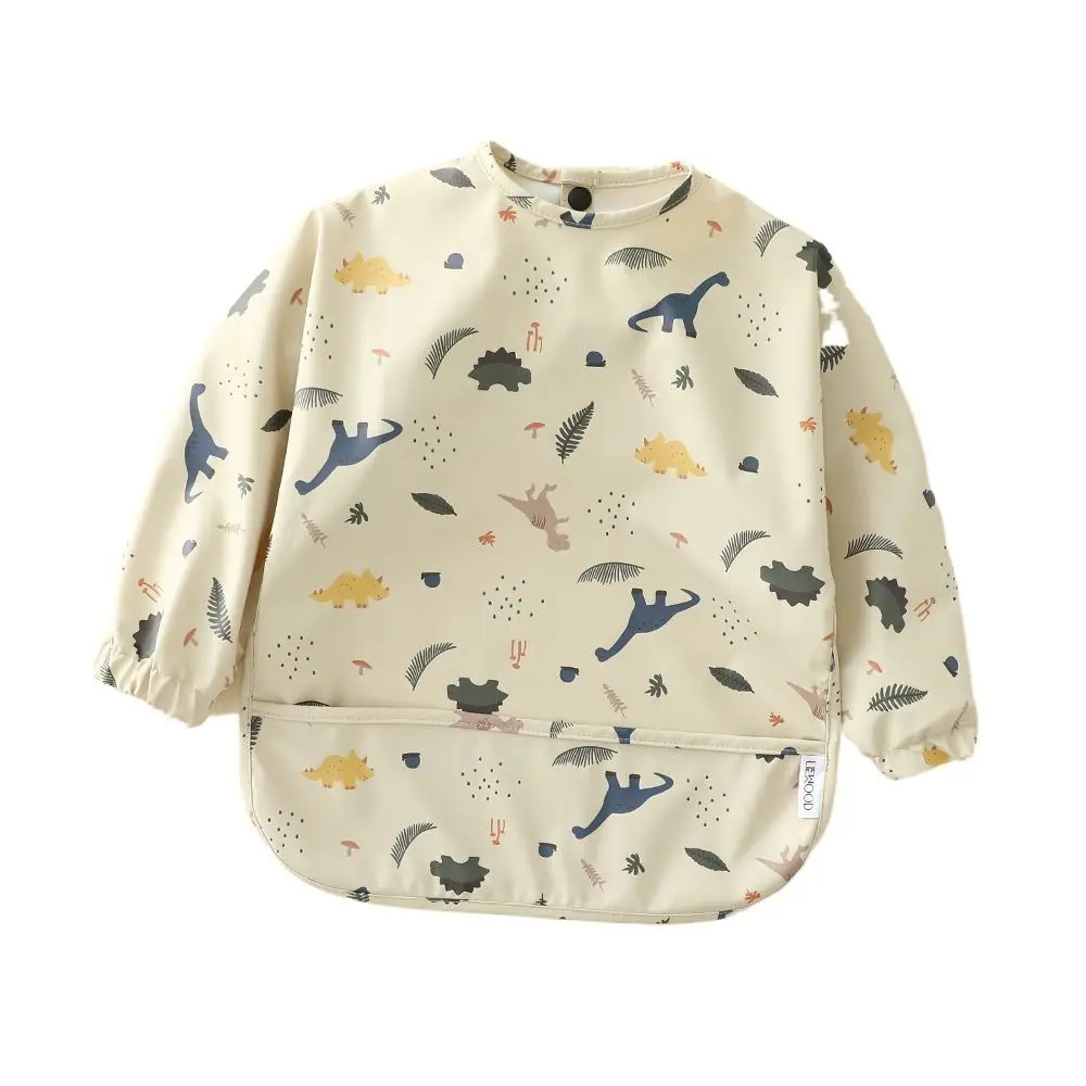 

Easy Clean Machine Washable Mess Proof Baby Bib Adjustable 6-54 Months Bib Outfit Waterproof Full Sleeve Baby Smock Toddlers