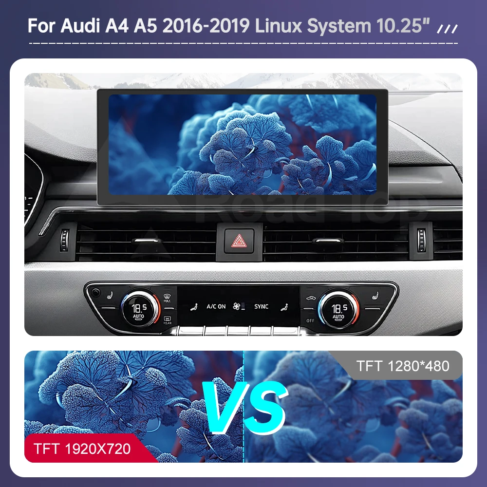 Schermo Touch Road Top per Audi A5 S5 A4 S4 2016-2019, Autoradio Multimediale con CarPlay Wireless e Android Auto